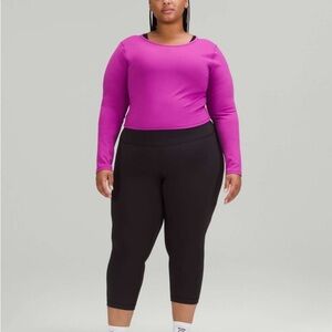 NWOT Lululemon Wunder Train Cropped Long
Sleeve Shirt in Vivid Plum